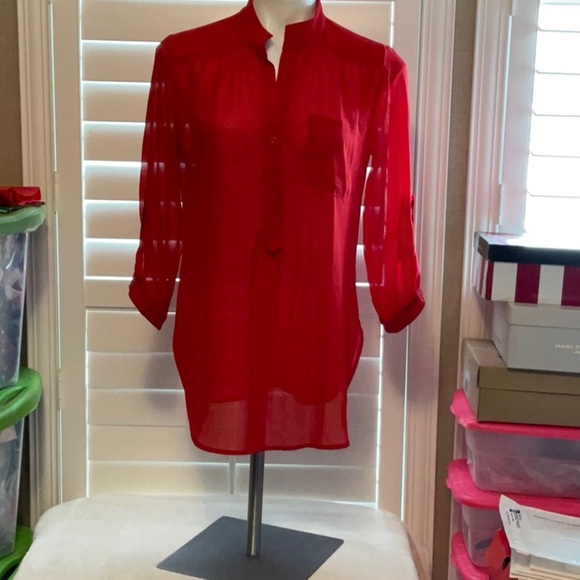 a'gaci Red Sheer Blouse - Picture 1 of 5